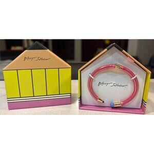 NIB Betsey Johnson Back to School Pink Gold Pencil Bangle Hinged Teacher Student